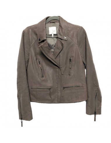 Jacket Moto Leather By Joie In Taupe, Size: M acheter