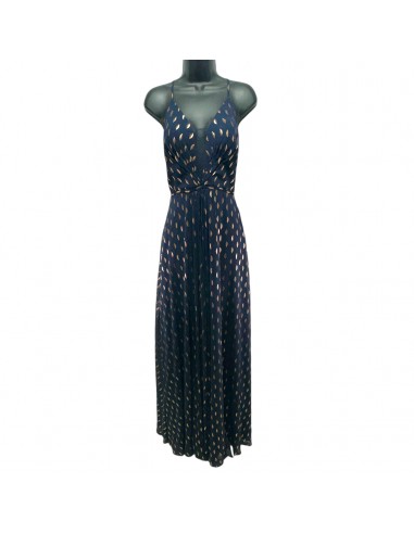 Metallic Print Plunging Illusion GownBy Aqua For Bloomingdales In Navy, Size: 0 les muscles