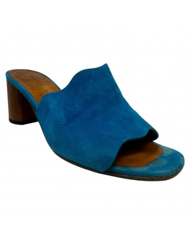 Lunita Suede Scallop Mules By Chie Mahara In Petrol, Size: 8 la chaussure